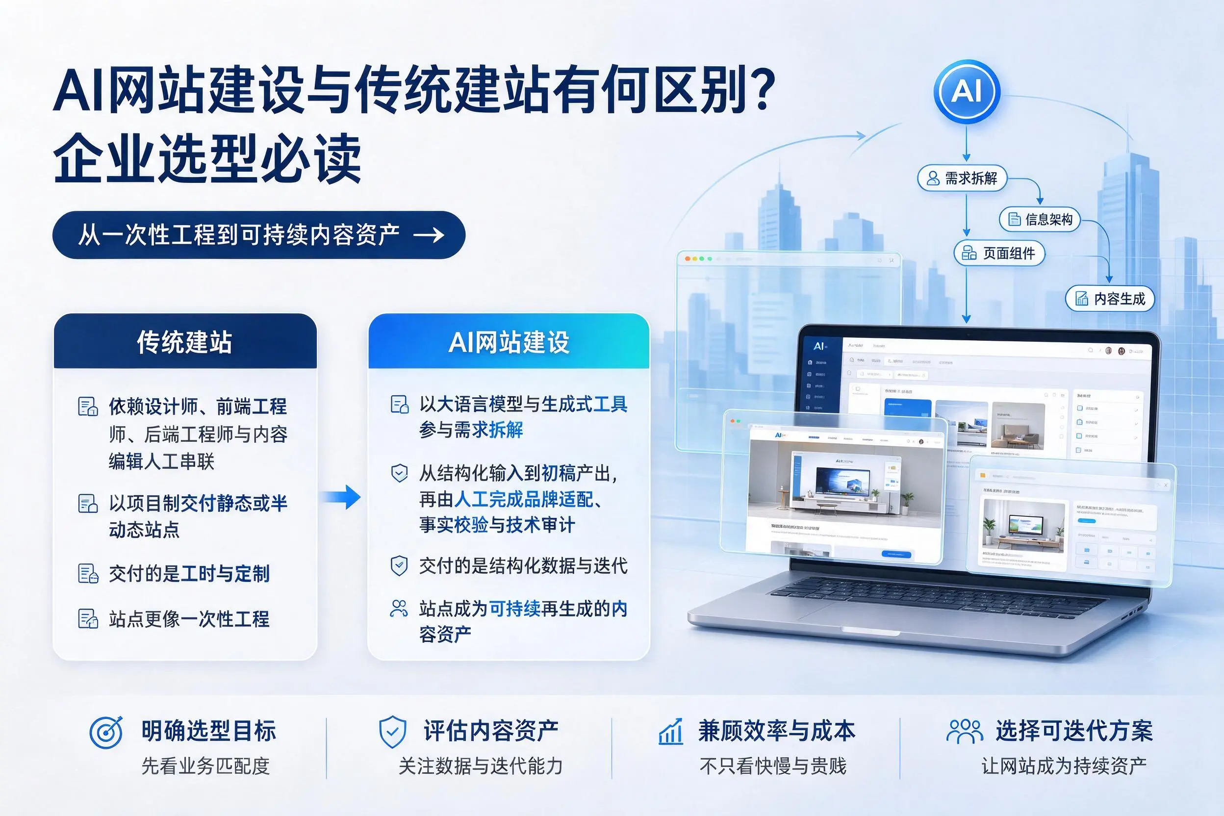 AI网站建设与传统建站有何区别？嘉峪关企业选型必读