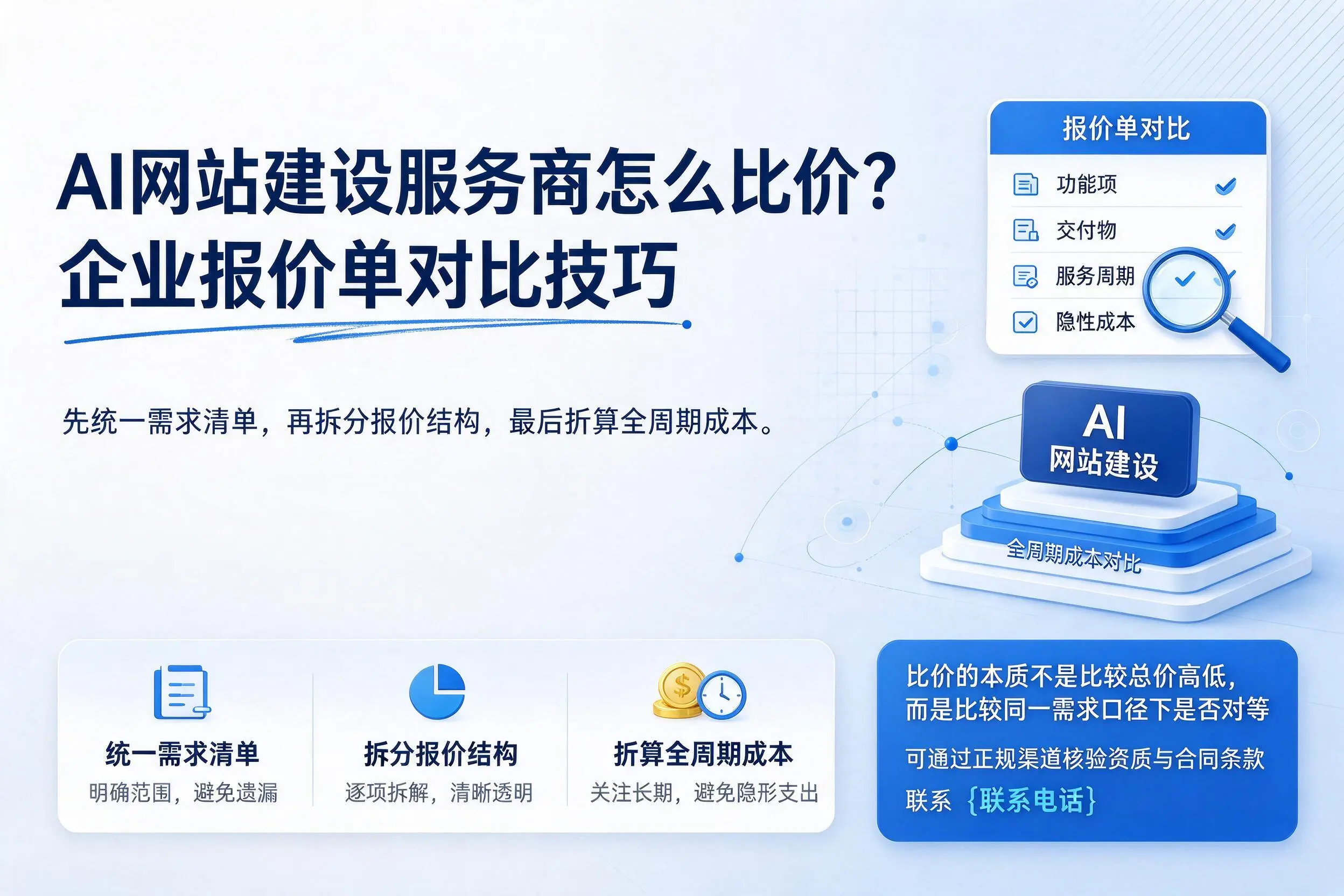 AI网站建设服务商怎么比价?嘉峪关企业报价单对比技巧