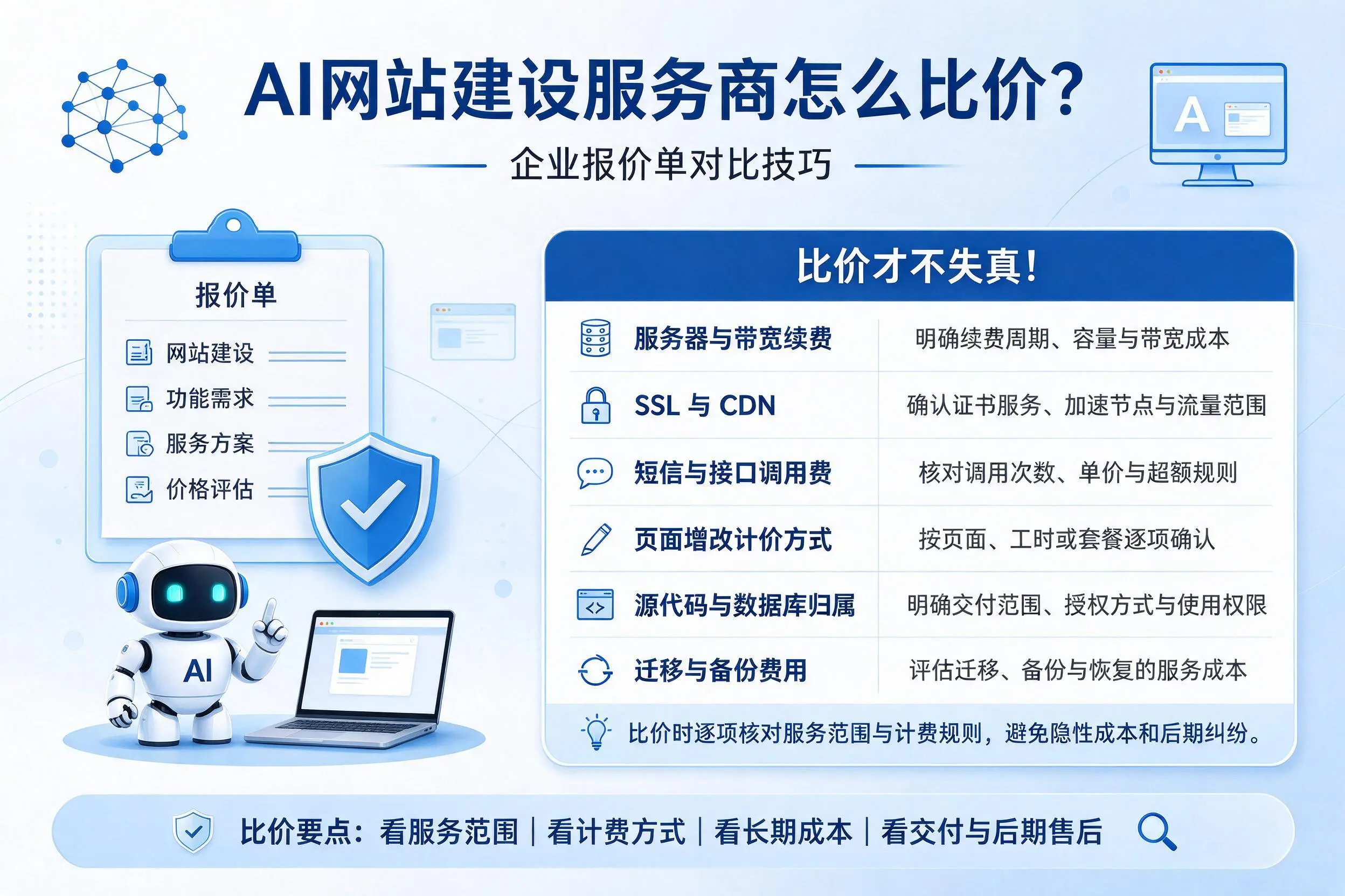 AI网站建设服务商怎么比价?嘉峪关企业报价单对比技巧